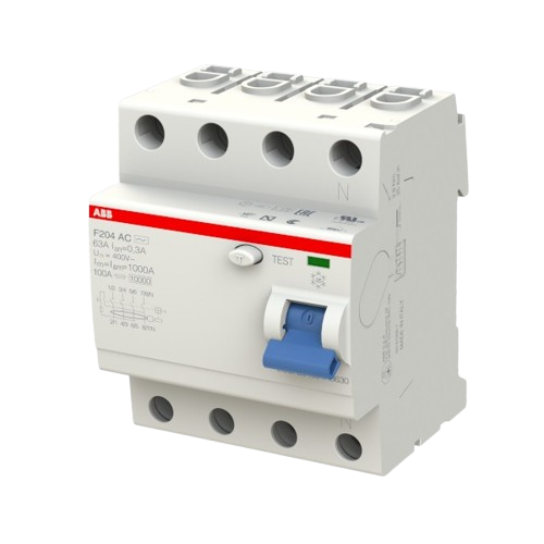 Proudový chránič ABB AC, 63A, 4 pól., 300mA, 10kA, F204