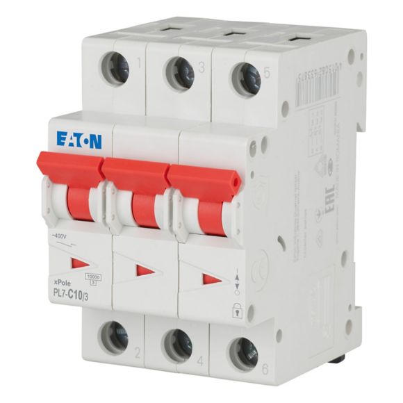 Jistič Eaton PL7-C10/3, C 10 A, 3 póly, 10 kA