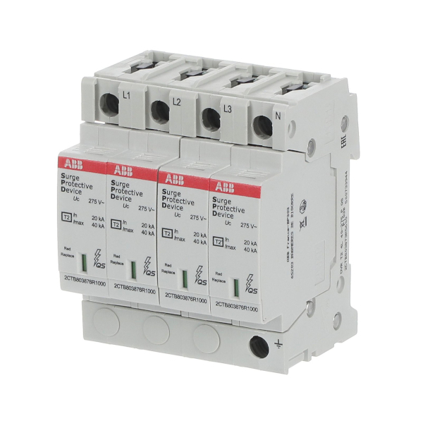 Svodič přepětí ABB OVR T2 4L 40-275 P QS, 4 póly L1–L3+N (TN-S)