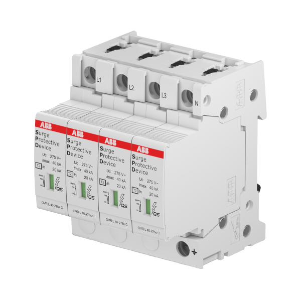 Svodič přepětí ABB OVR T2 4L 40-275s P QS, 4 póly L1–L3+N (TN-S)