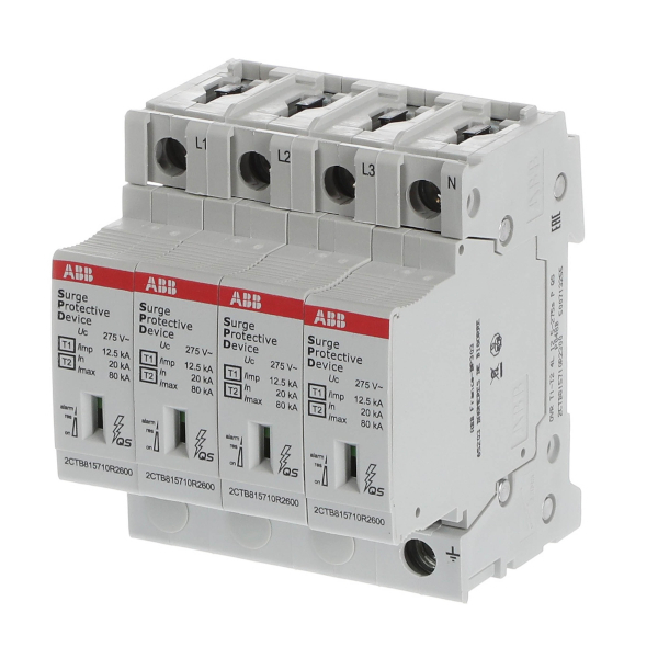 Svodič přepětí ABB OVR T1-T2 4L 12.5-275s P QS, 4 póly L1–L3+N (TN-S)
